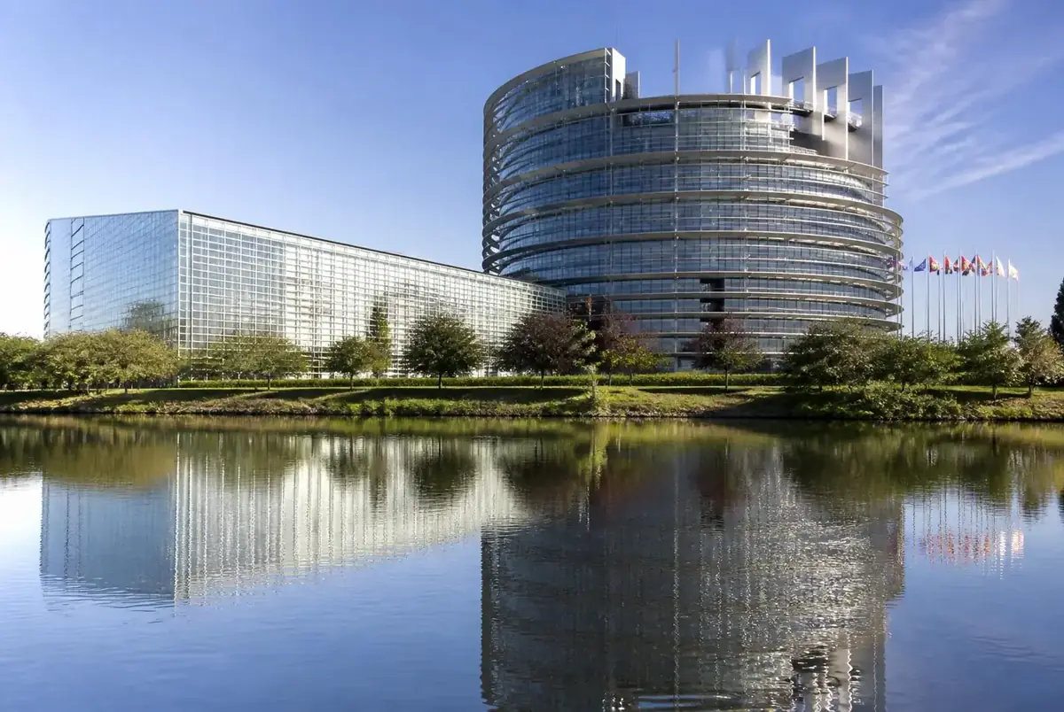European Parliament in Strasbourg on the banks of the Ill