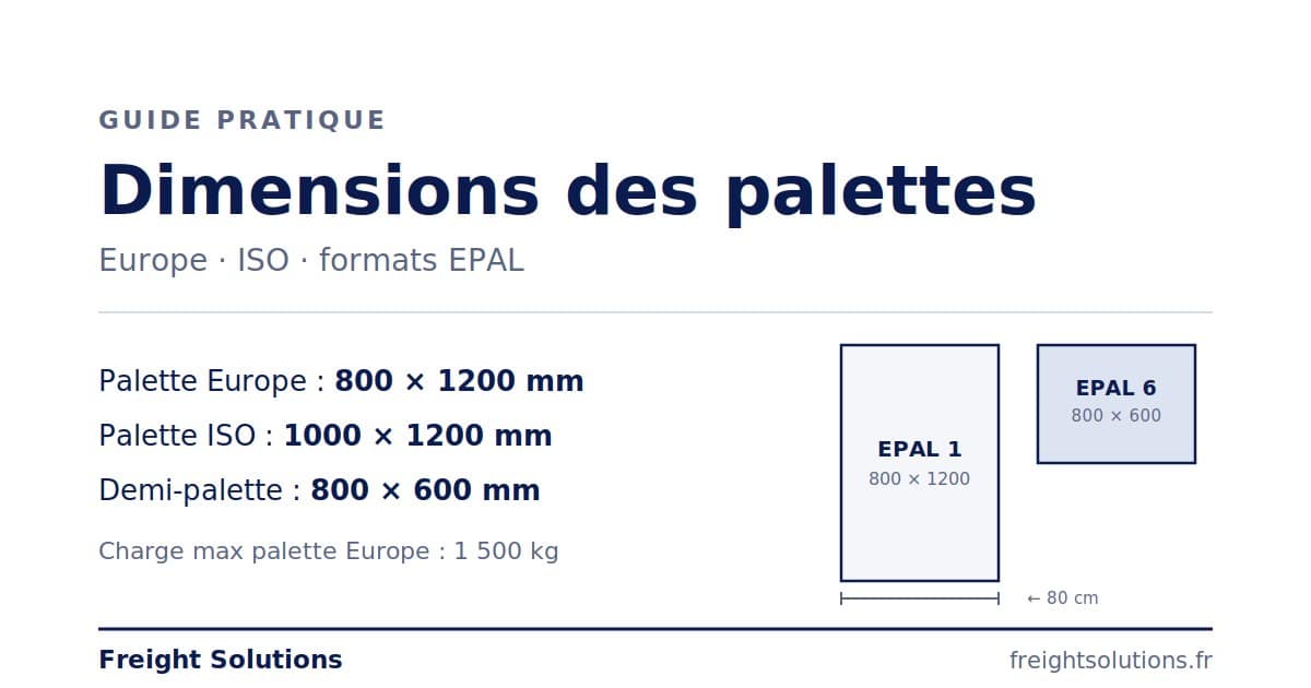 Dimensions des palettes normalisées : palette Europe 800 × 1200 mm et demi-palette EPAL 6